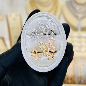 Triple Butterfly Moissanite Pavé Cocktail Ring